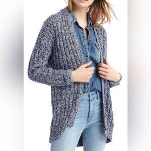GAP Cable-stitch cotton cardigan navy marled Medium